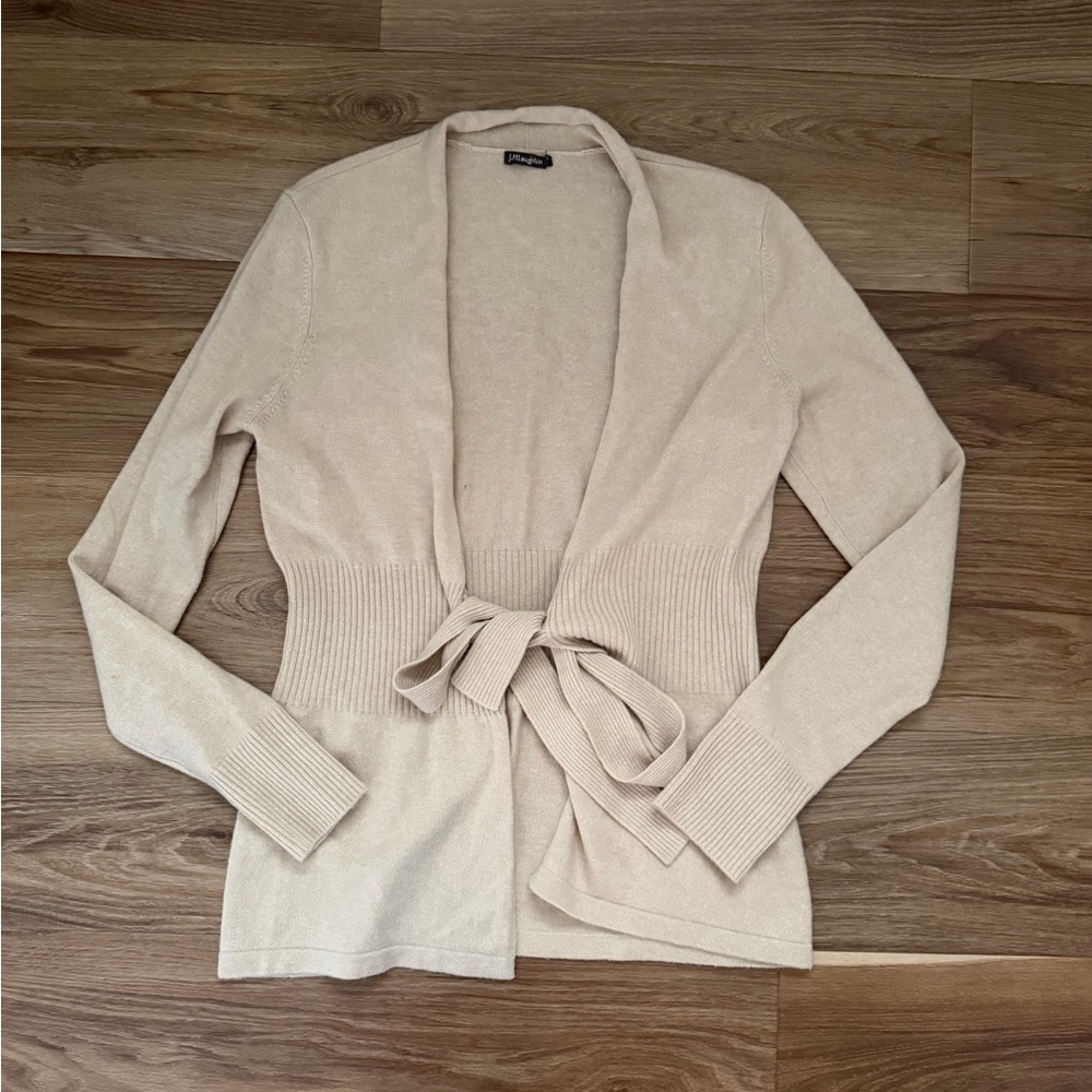 J McLaughlin sz XS/S Cashmere Tie-Front Cardigan Sweater, Beige